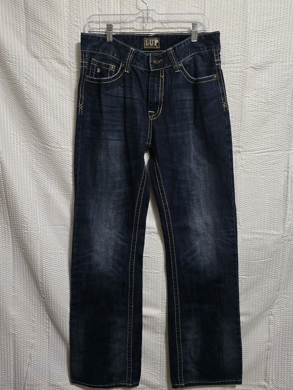 Cowboy Up 32/ 36 Dark Blue Straight-Leg Men's Jeans